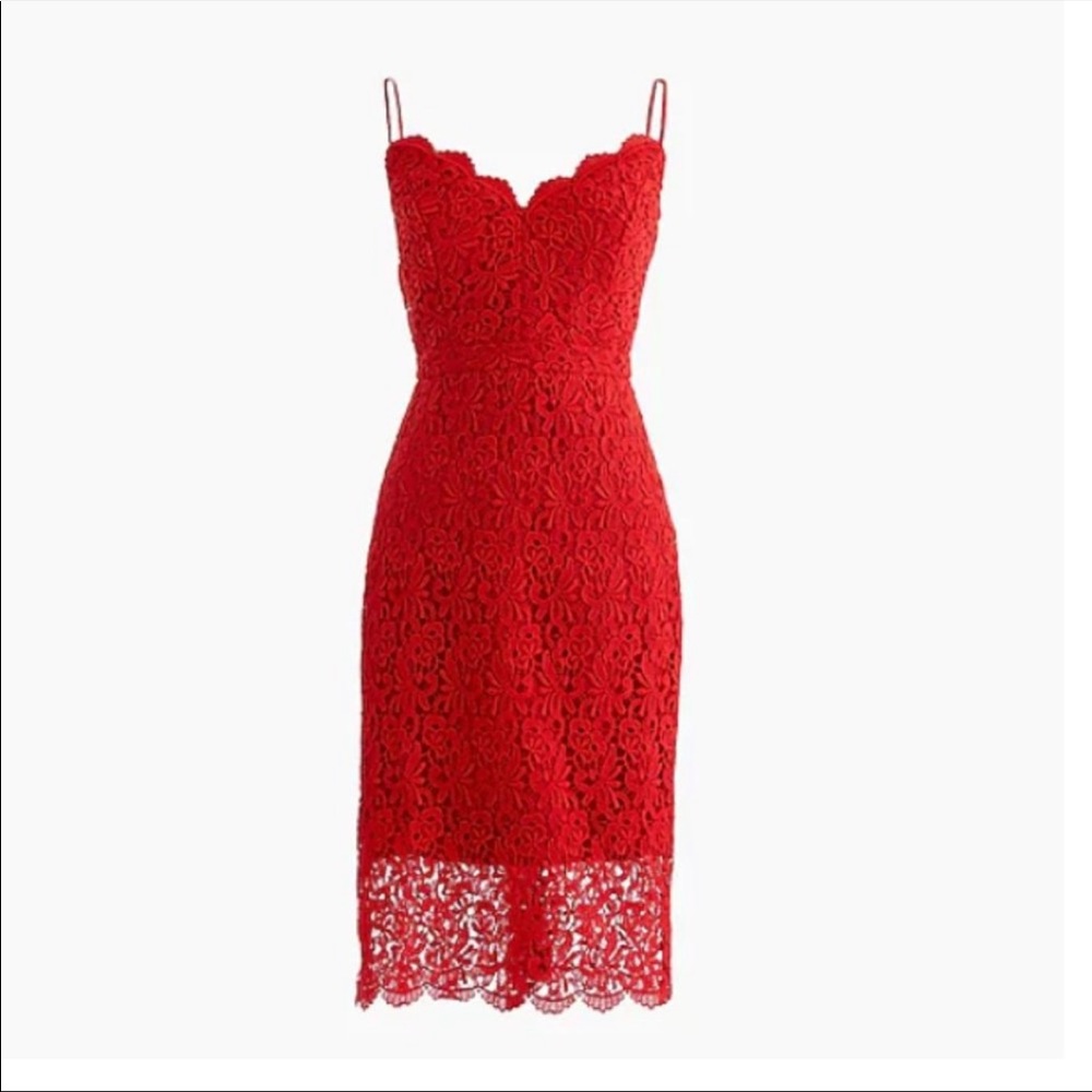 J. CREW Guipure Lace Spaghetti Strap Red size 14